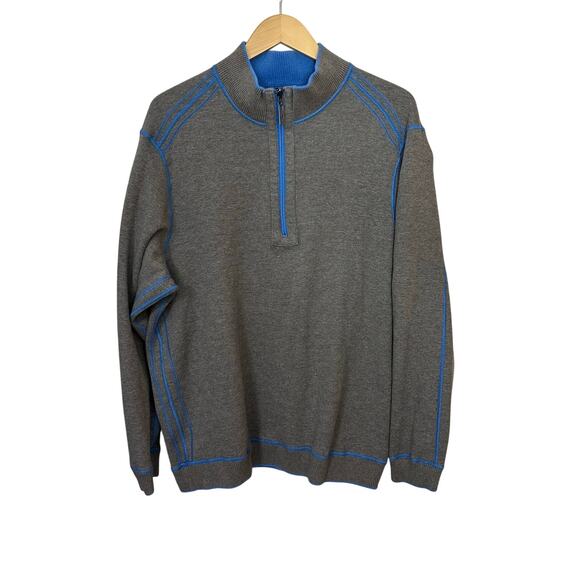 Tommy Bahama Reversible Sweater 1/4 Zip Pullover Blue Gray
Pullover Mens L - Picture 2 of 8